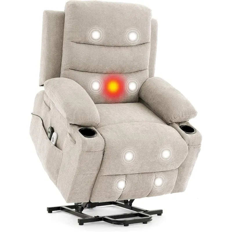 Fauteuil inclinable électrique surdimensionné avec fonction de levage, fauteuil inclinable pour personnes âgées avec chauffage et massage