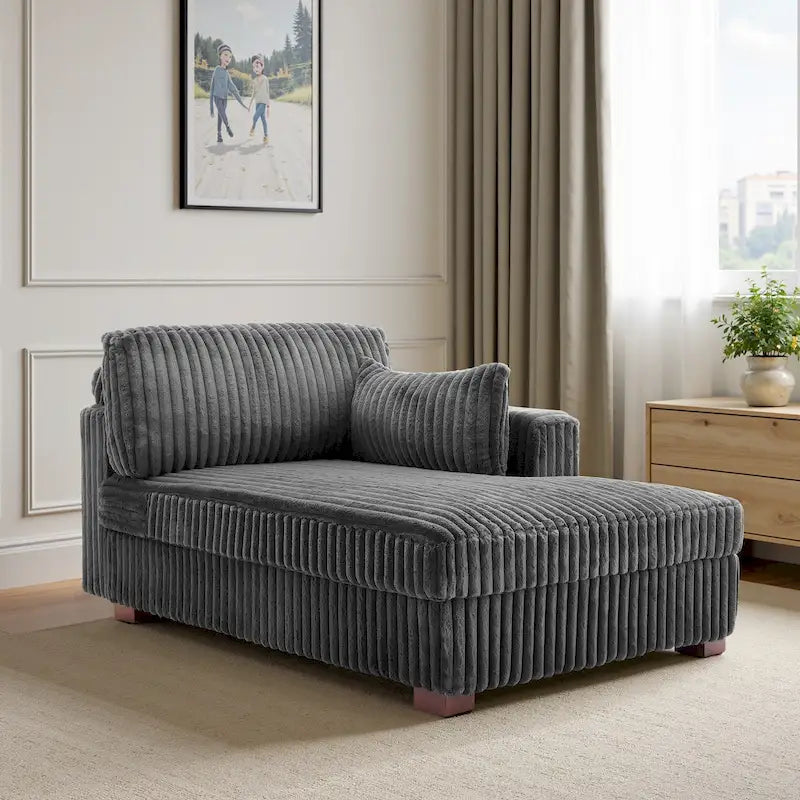 Chaise longue d'intérieur moderne en velours côtelé moelleux