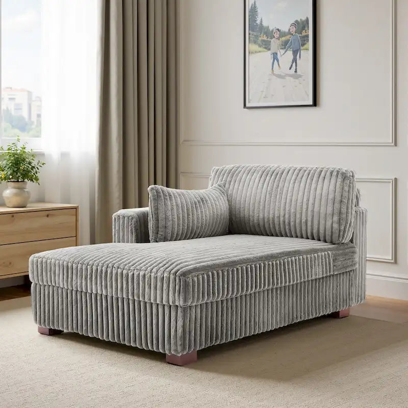 Chaise longue d'intérieur moderne en velours côtelé moelleux