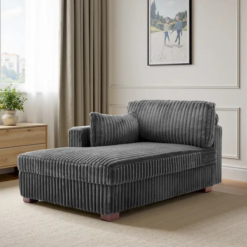 Chaise longue d'intérieur moderne en velours côtelé moelleux