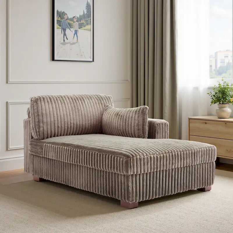 Chaise longue d'intérieur moderne en velours côtelé moelleux