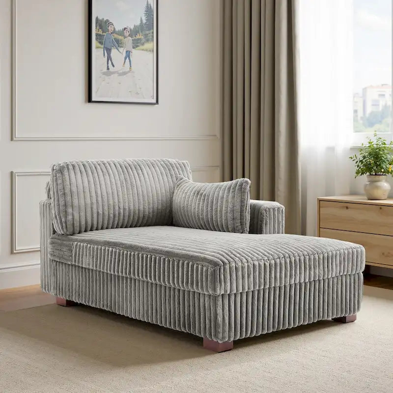 Chaise longue d'intérieur moderne en velours côtelé moelleux