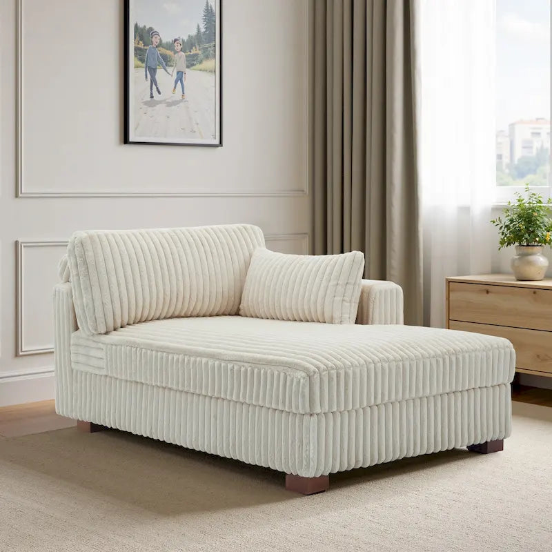 Chaise longue d'intérieur moderne en velours côtelé moelleux