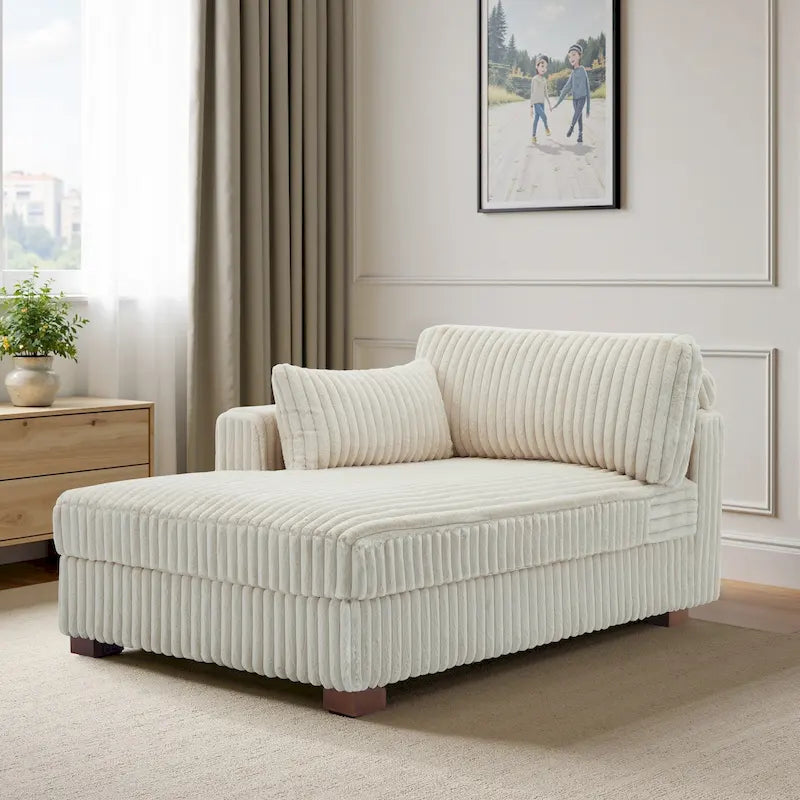 Chaise longue d'intérieur moderne en velours côtelé moelleux