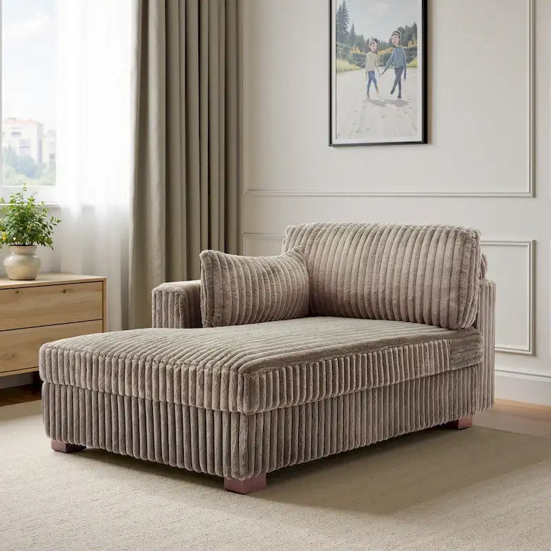 Chaise longue d'intérieur moderne en velours côtelé moelleux