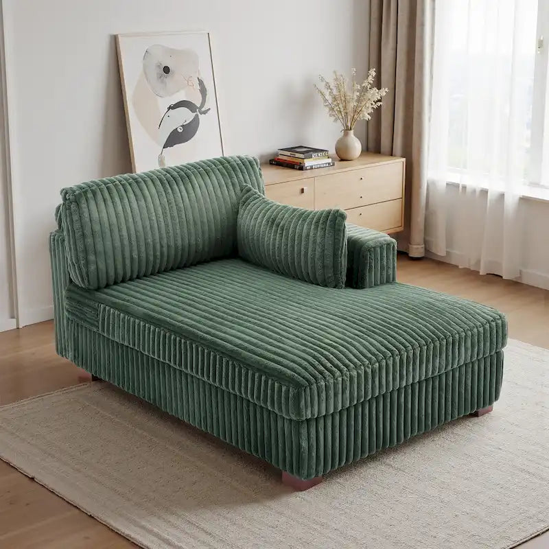 Chaise longue d'intérieur moderne en velours côtelé moelleux