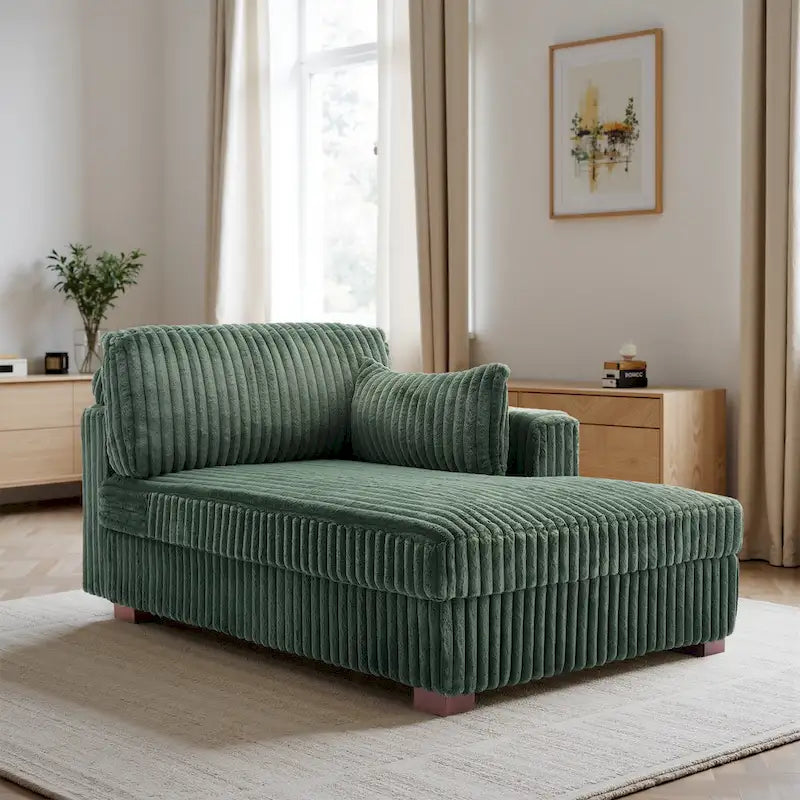 Chaise longue d'intérieur moderne en velours côtelé moelleux