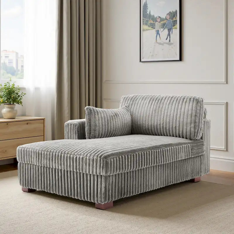 Chaise longue d'intérieur moderne en velours côtelé moelleux
