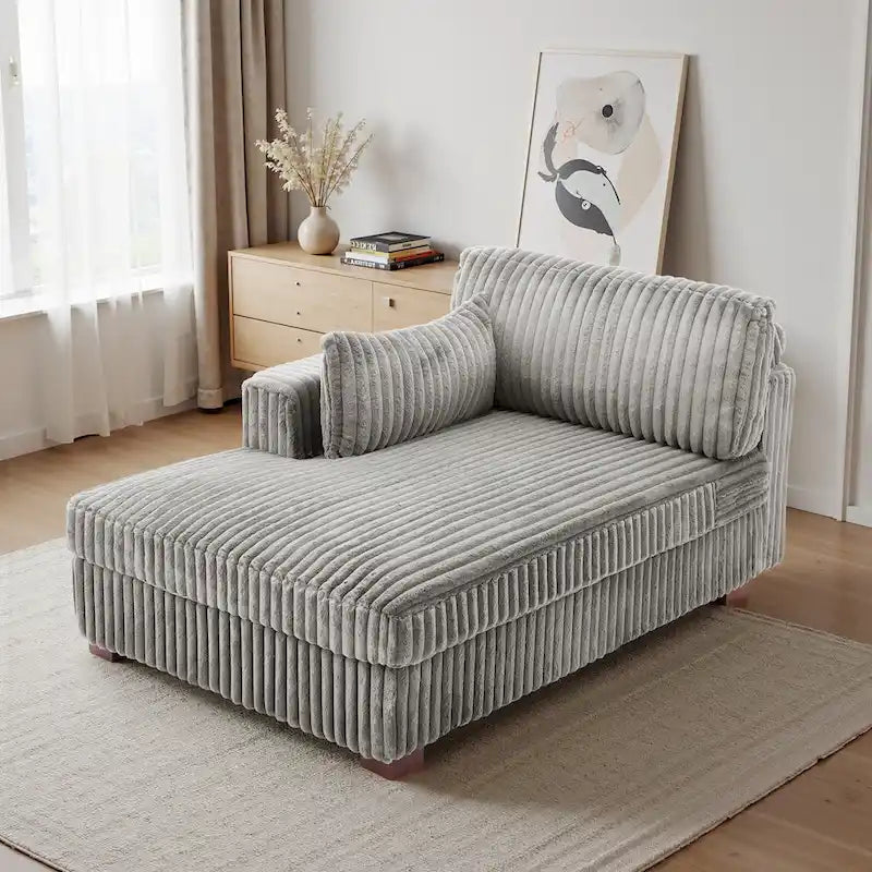 Chaise longue d'intérieur moderne en velours côtelé moelleux