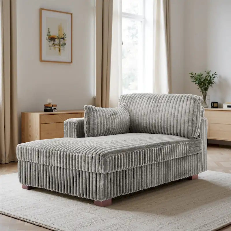 Chaise longue d'intérieur moderne en velours côtelé moelleux