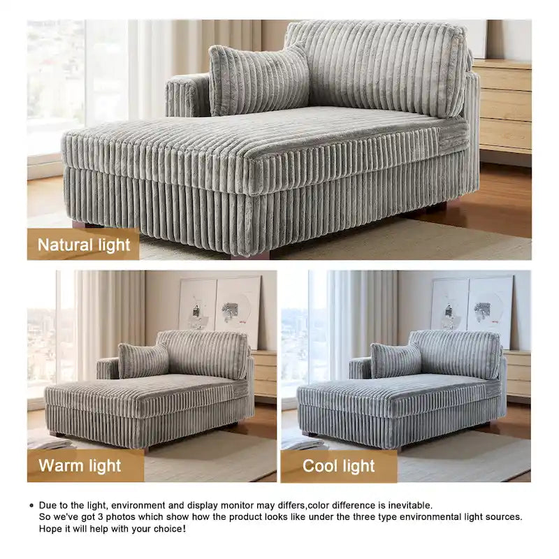 Chaise longue d'intérieur moderne en velours côtelé moelleux