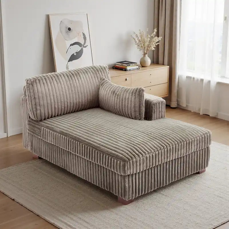 Chaise longue d'intérieur moderne en velours côtelé moelleux