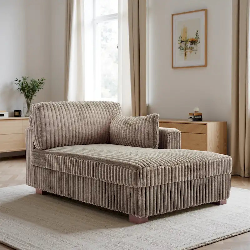 Chaise longue d'intérieur moderne en velours côtelé moelleux