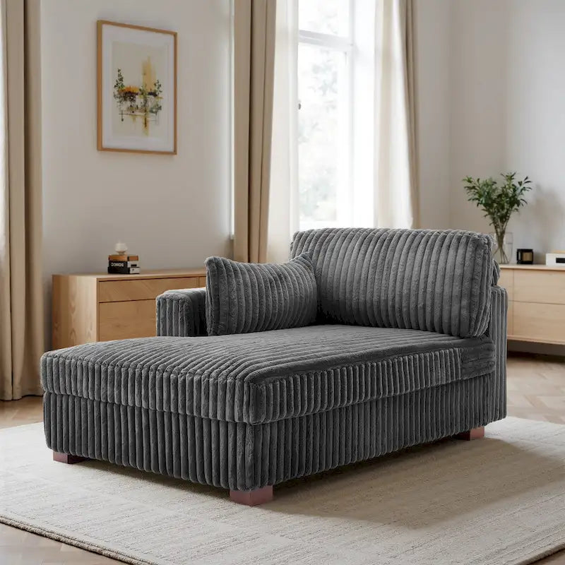 Chaise longue d'intérieur moderne en velours côtelé moelleux