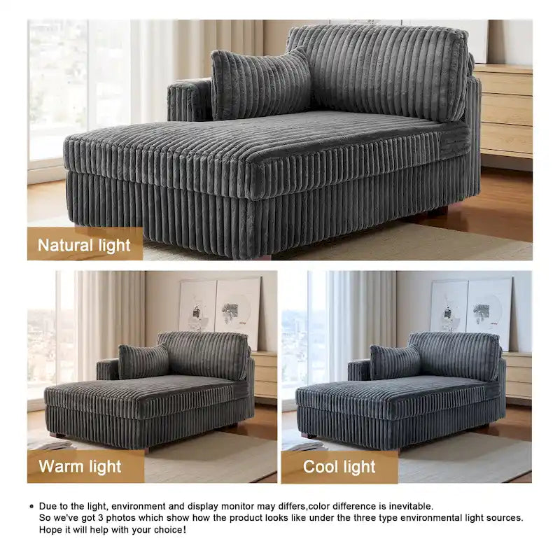 Chaise longue d'intérieur moderne en velours côtelé moelleux
