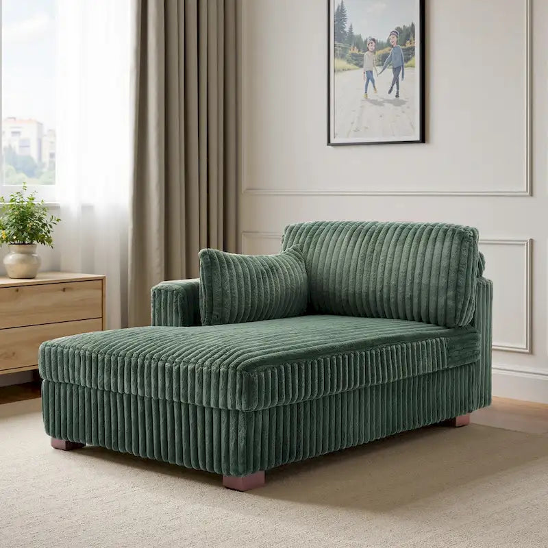 Chaise longue d'intérieur moderne en velours côtelé moelleux