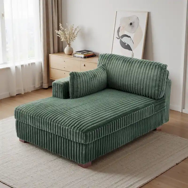 Chaise longue d'intérieur moderne en velours côtelé moelleux