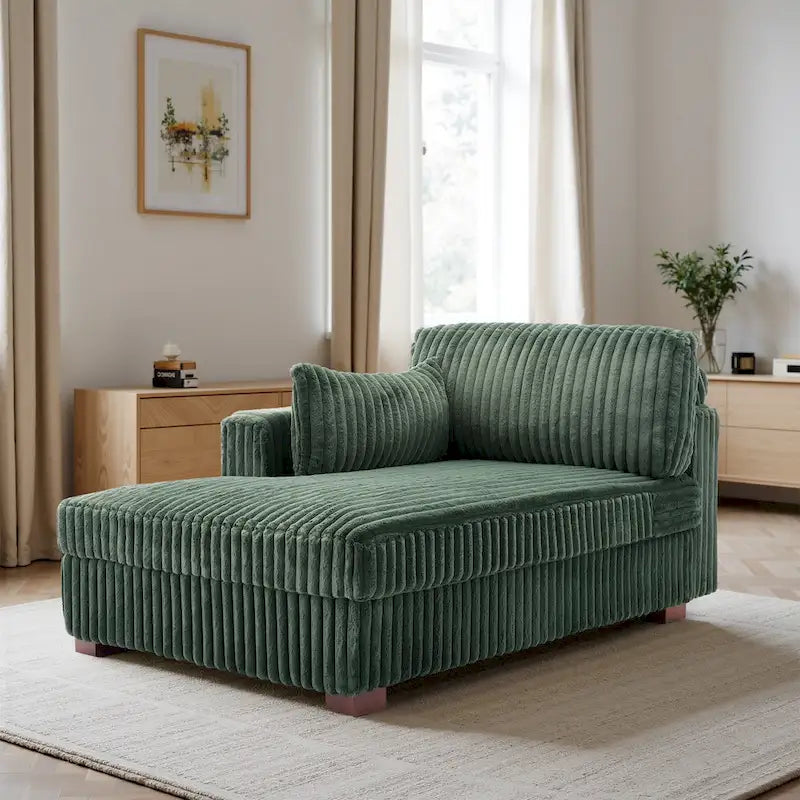 Chaise longue d'intérieur moderne en velours côtelé moelleux