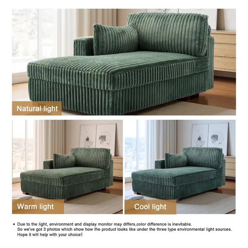 Chaise longue d'intérieur moderne en velours côtelé moelleux