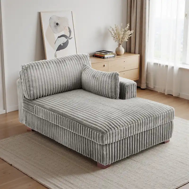 Chaise longue d'intérieur moderne en velours côtelé moelleux