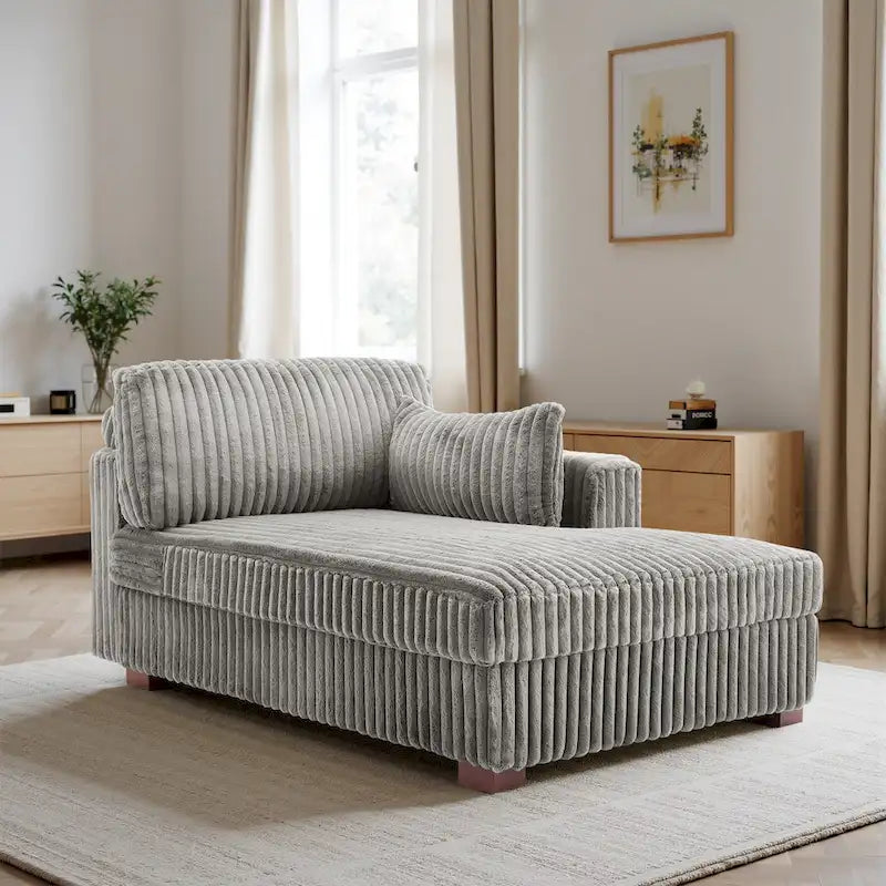 Chaise longue d'intérieur moderne en velours côtelé moelleux