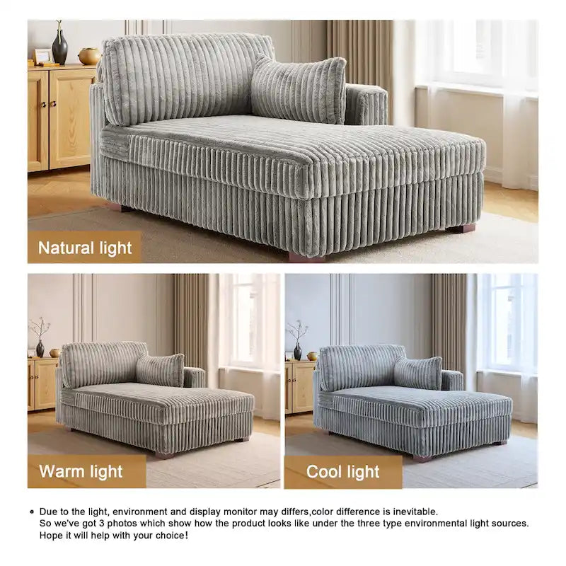 Chaise longue d'intérieur moderne en velours côtelé moelleux