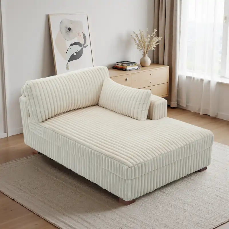 Chaise longue d'intérieur moderne en velours côtelé moelleux