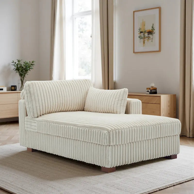Chaise longue d'intérieur moderne en velours côtelé moelleux