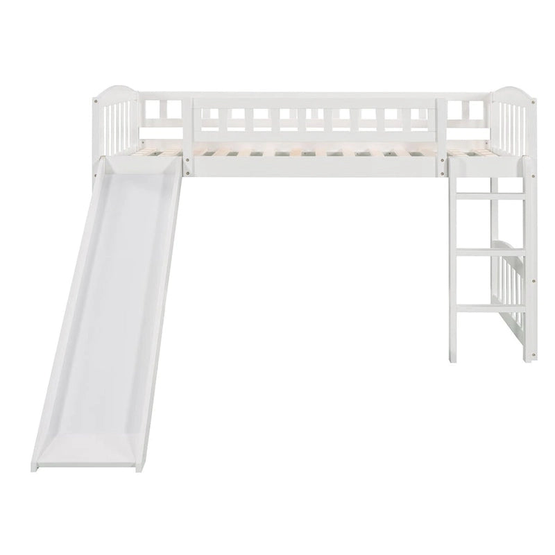 Lit mezzanine double avec toboggan et échelle