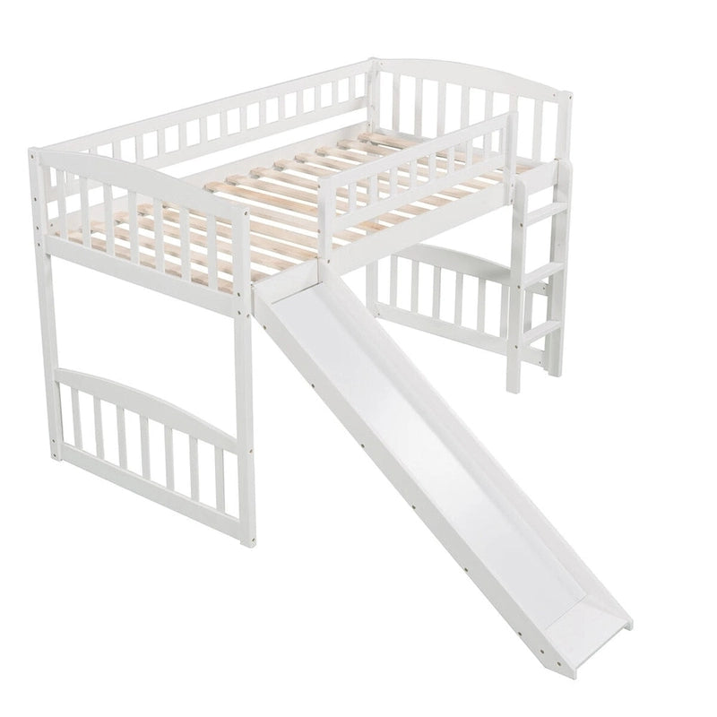 Lit mezzanine double avec toboggan et échelle