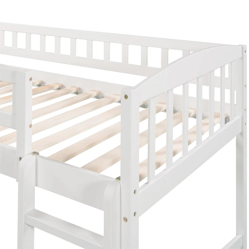 Lit mezzanine double avec toboggan et échelle