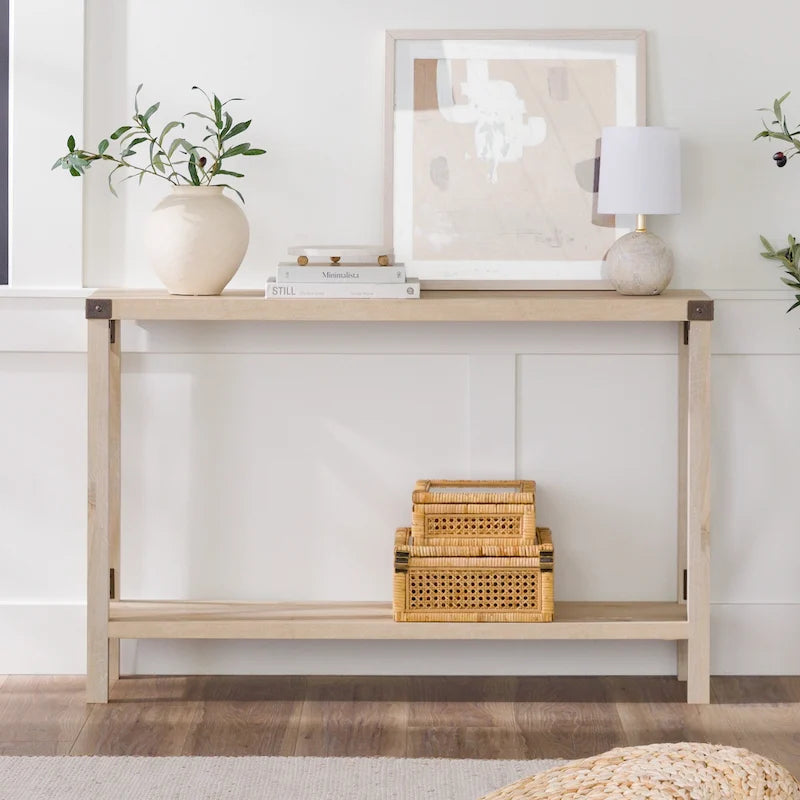 Console d'entrée rustique à piètement en X de 46 pouces