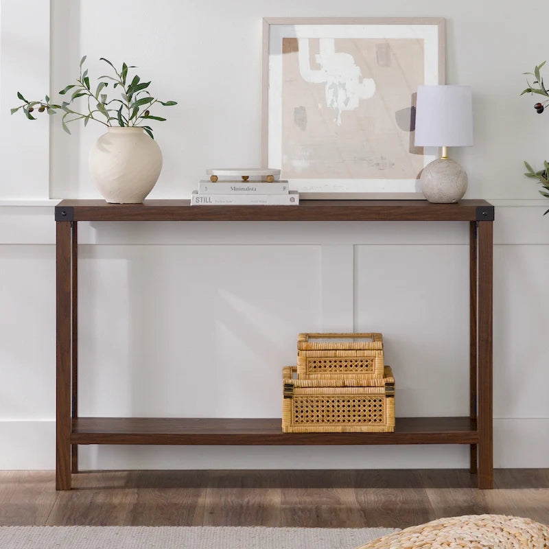 Console d'entrée rustique à piètement en X de 46 pouces