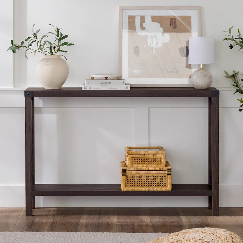 Console d'entrée rustique à piètement en X de 46 pouces