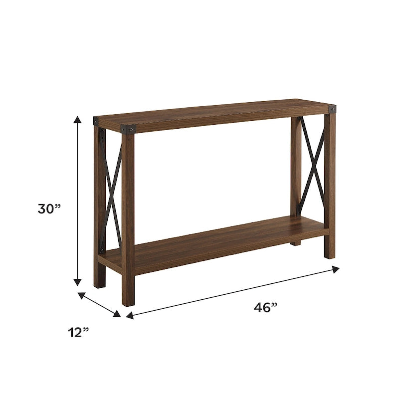 Console d'entrée rustique à piètement en X de 46 pouces