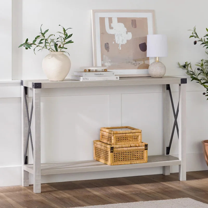 Console d'entrée rustique à piètement en X de 46 pouces