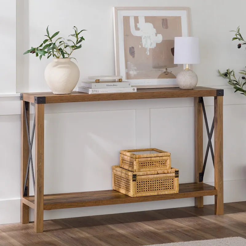 Console d'entrée rustique à piètement en X de 46 pouces