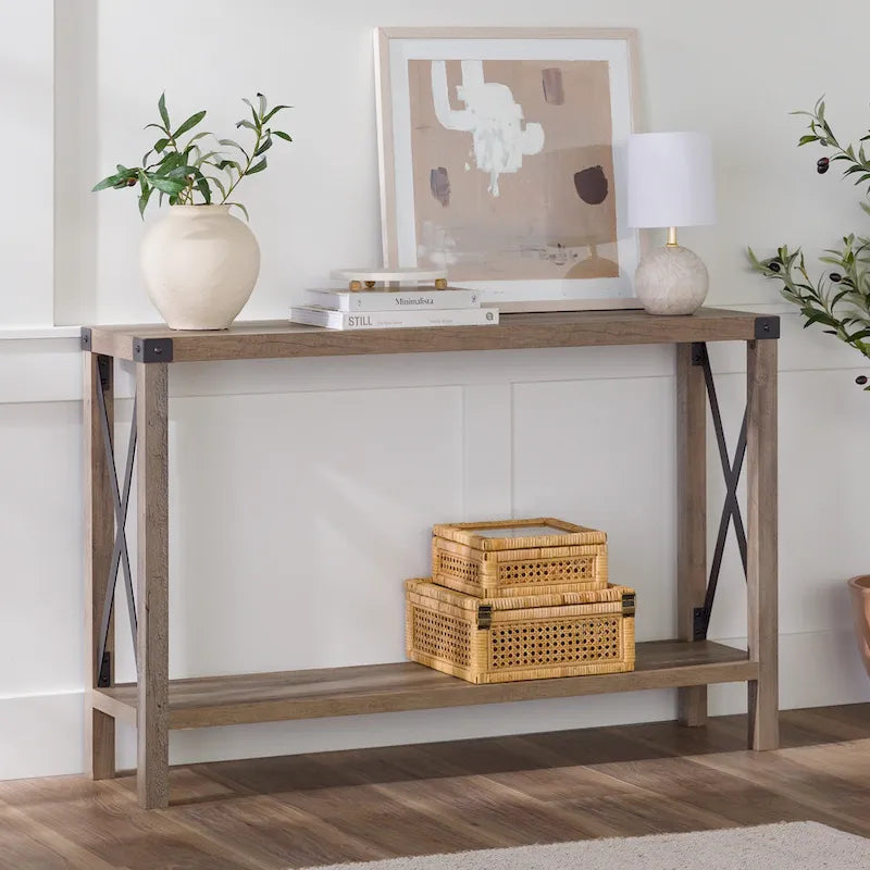 Console d'entrée rustique à piètement en X de 46 pouces