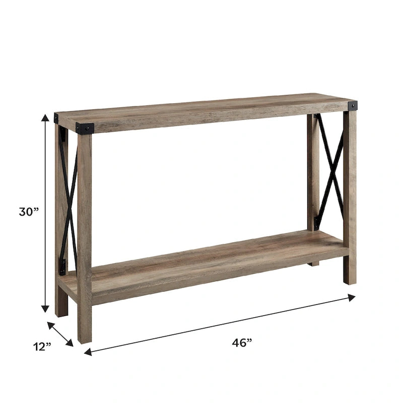 Console d'entrée rustique à piètement en X de 46 pouces