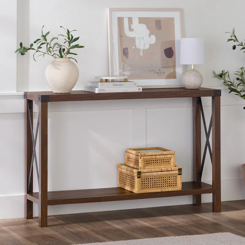 Console d'entrée rustique à piètement en X de 46 pouces