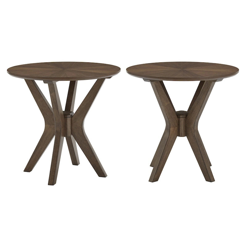 Table d'appoint ronde en noyer de style milieu de siècle