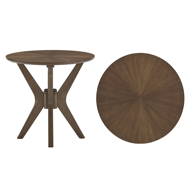 Table d'appoint ronde en noyer de style milieu de siècle
