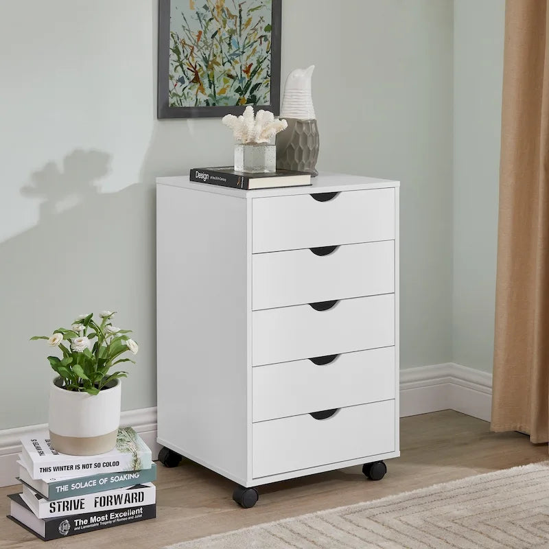 Commode tiroirs moderne et élégante avec poignées rainurées, meuble de classement de bureau polyvalent