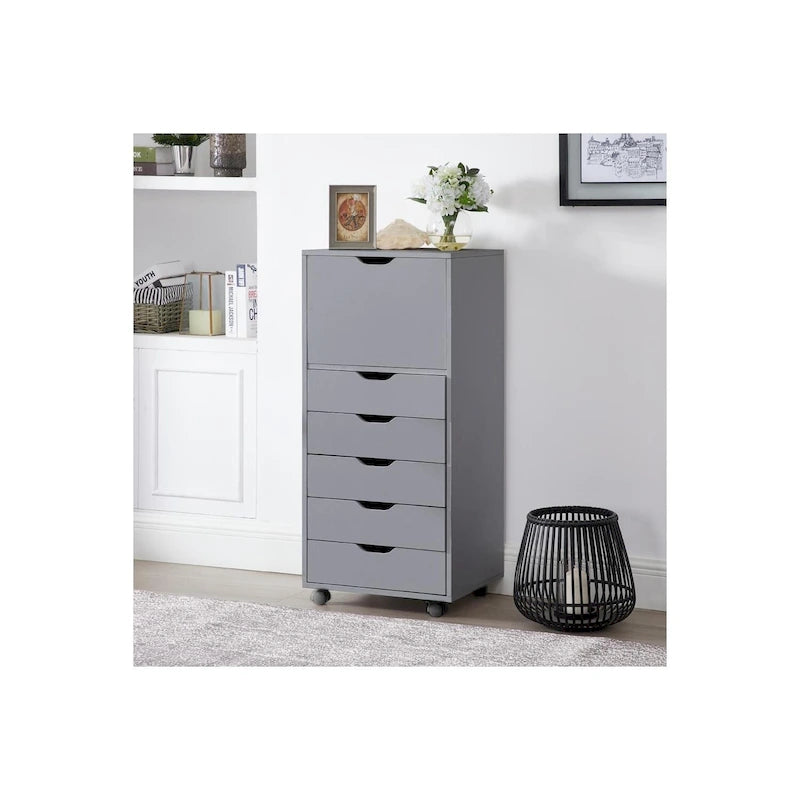 Commode tiroirs moderne et élégante avec poignées rainurées, meuble de classement de bureau polyvalent