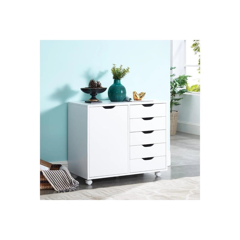 Commode tiroirs moderne et élégante avec poignées rainurées, meuble de classement de bureau polyvalent