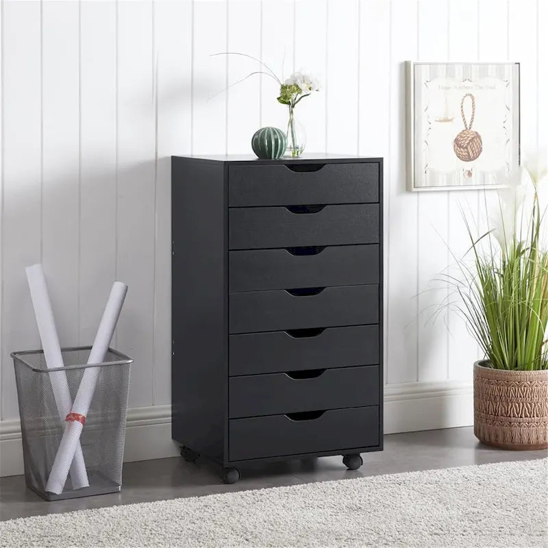 Commode tiroirs moderne et élégante avec poignées rainurées, meuble de classement de bureau polyvalent