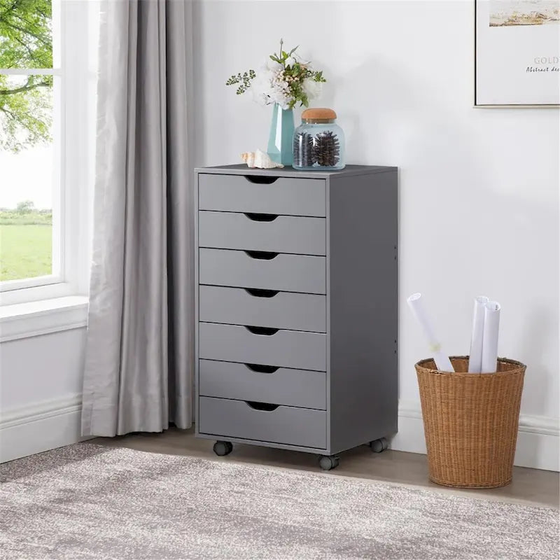 Commode tiroirs moderne et élégante avec poignées rainurées, meuble de classement de bureau polyvalent