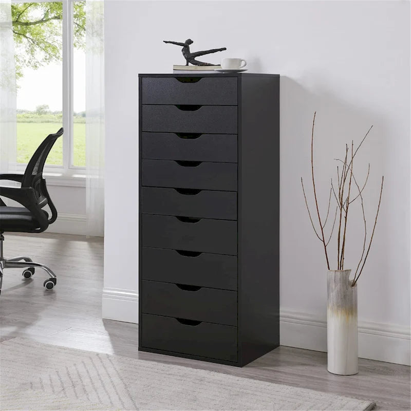 Commode tiroirs moderne et élégante avec poignées rainurées, meuble de classement de bureau polyvalent