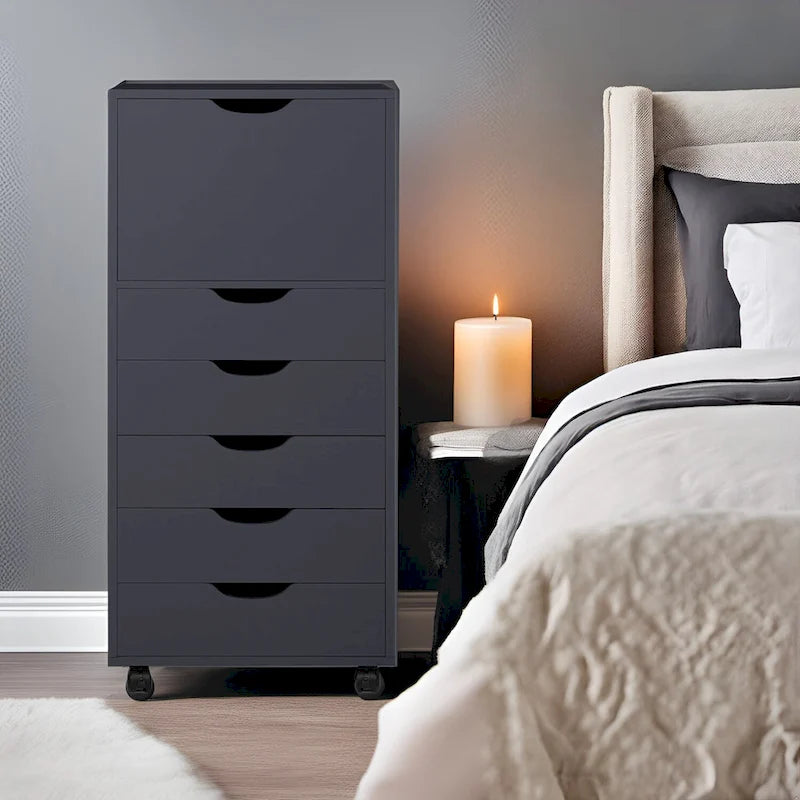 Commode tiroirs moderne et élégante avec poignées rainurées, meuble de classement de bureau polyvalent