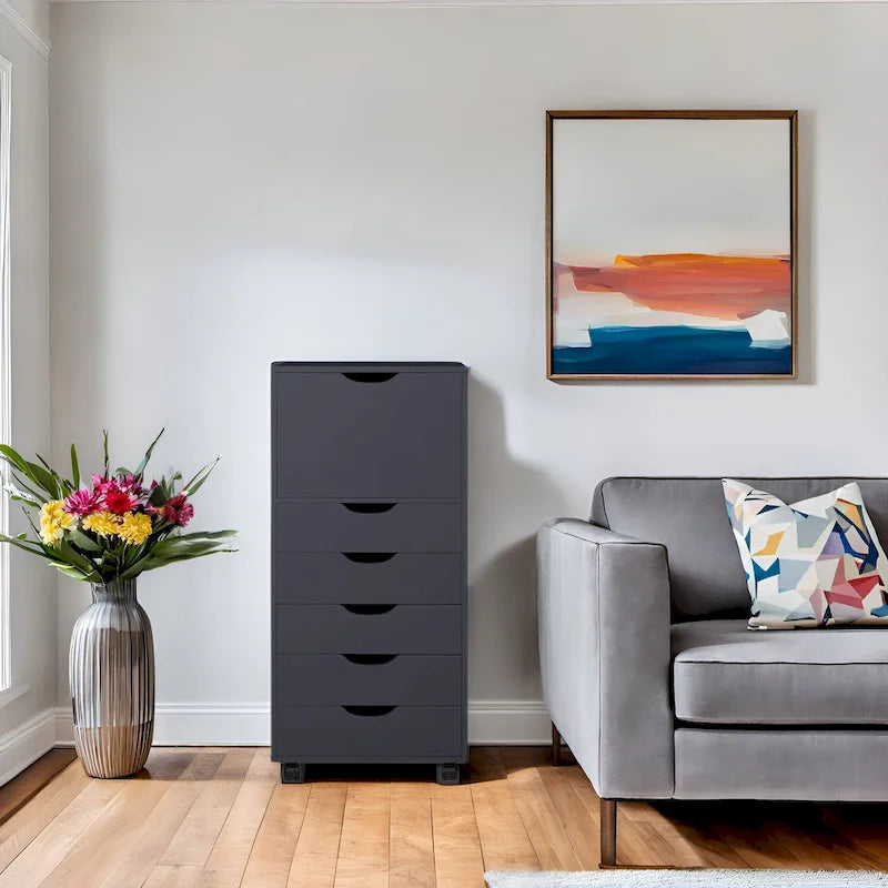 Commode tiroirs moderne et élégante avec poignées rainurées, meuble de classement de bureau polyvalent